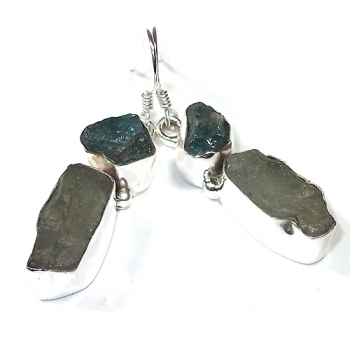 Natural rough aquamarine stone earrings
